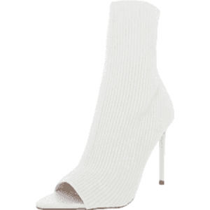 Steve Madden White Forgo Pull on Peep Toe Knit Heel Size 7.5M